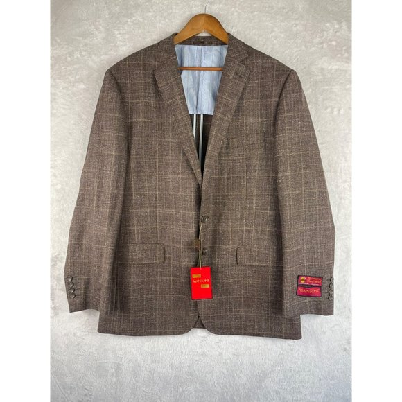 Mantoni Other - Mantoni Milan Italy Virgin Wool Sports Jacket Mens 46L Brown Plaid